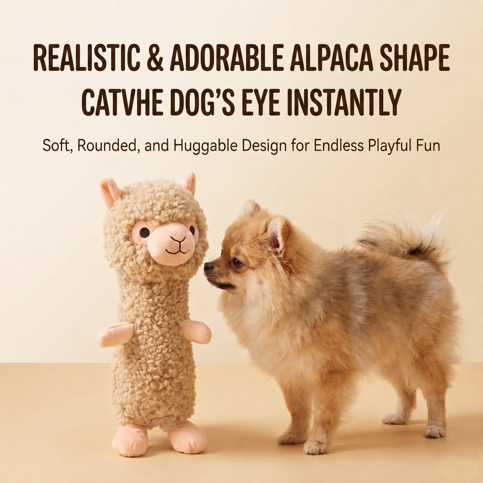 Alpaca Squeaky Plush Dog Toy