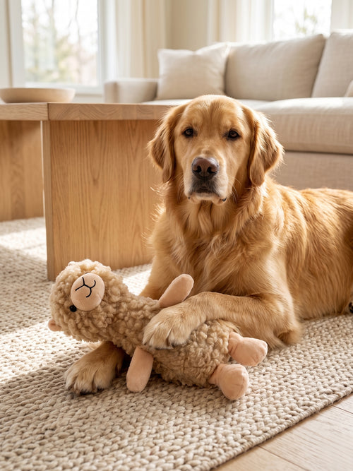 Alpaca Squeaky Plush Dog Toy